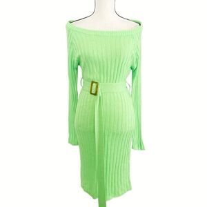 Fashion Nova Off The Shoulder Ribbed Knit Midi Sweater Dress Plus Size 1X